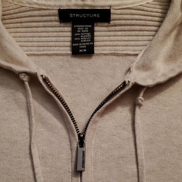 Structure beige long zip-up hoodie - Picture 10 of 10